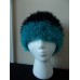 Hand knitted fuzzy & soft beanie/hat  black and turquoise  eb-53392408